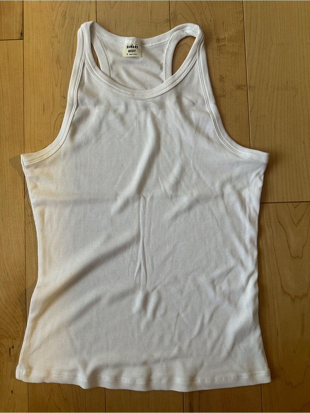 BNWOT- Aritzia Sunday Best Skyfall White Ribbed Layering Tank Top (S)